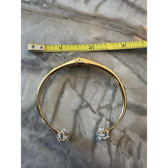Kate Spade New York Gold Tone Lady Marmalade Crystal Ball Hinged Bangle Bracelet - Picture 5 of 5